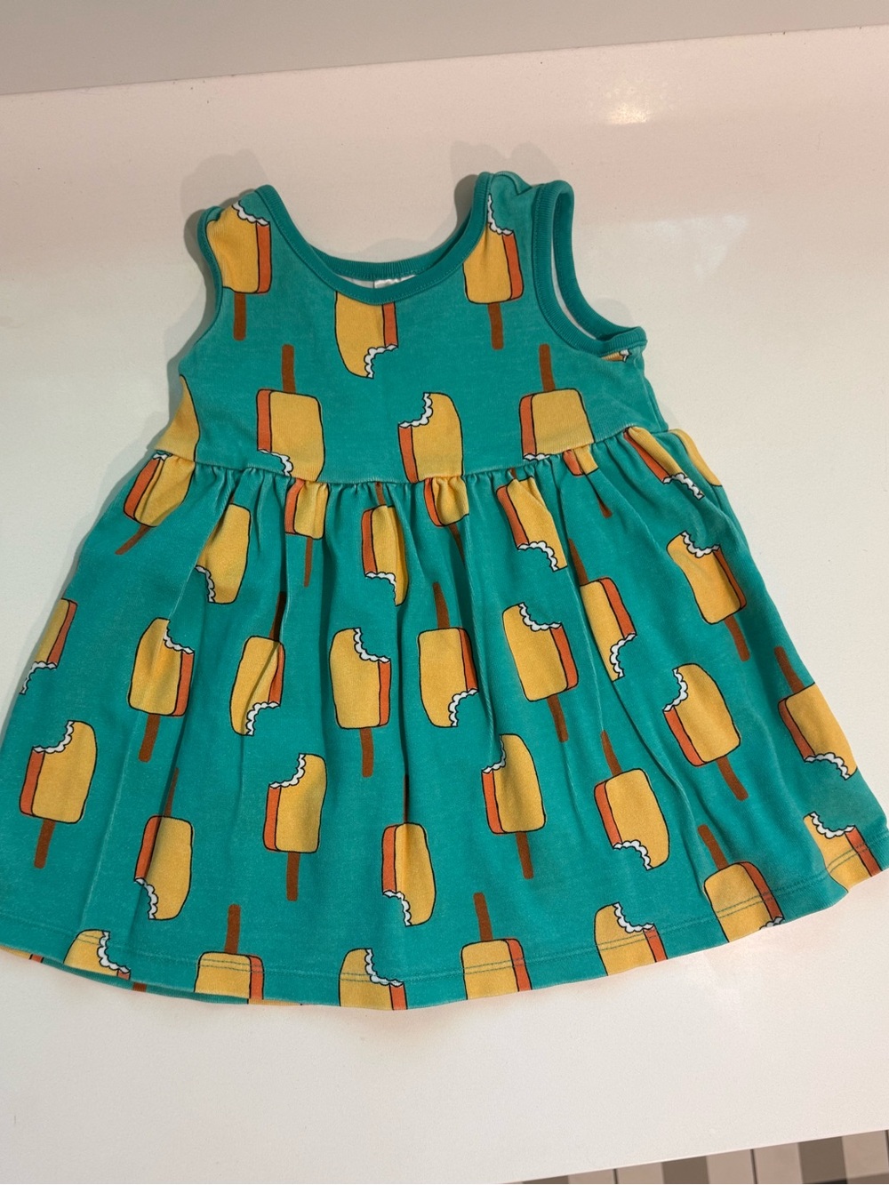 Hanna Andersson Teal Sleeveless Ice Pop Print Dress